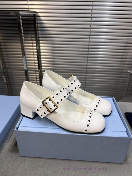 PRADA Prada 25ss Spring New Edition Mary Jane Single ShoesImported open edge pearl cowhide uv6th9zre - Image 4