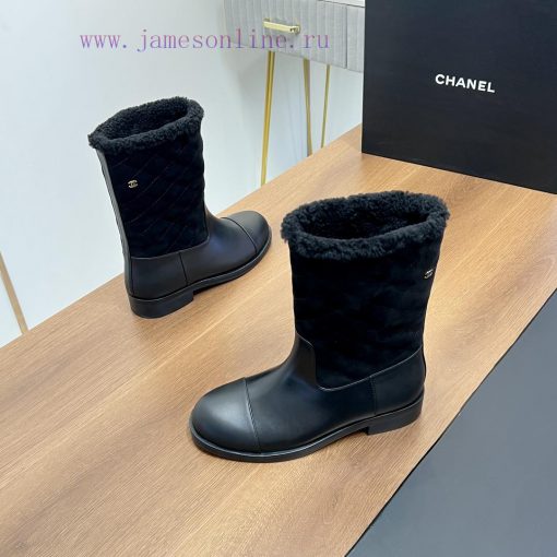 Top tierChanel | Chanel 2024 wool snow boots classic simple diamond grid short boots Martin oaut4liv - Image 5