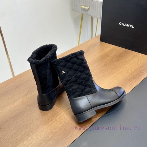 Top tierChanel | Chanel 2024 wool snow boots classic simple diamond grid short boots Martin oaut4liv - Image 6