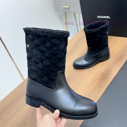 Top tierChanel | Chanel 2024 wool snow boots classic simple diamond grid short boots Martin oaut4liv - Image 8