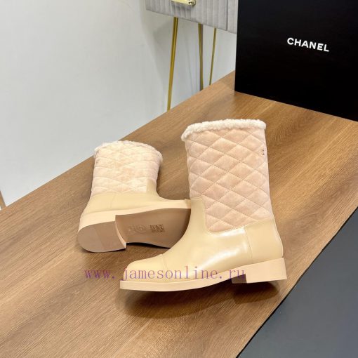 Top tierChanel | Chanel 2024 wool snow boots classic simple diamond grid short boots Martin v7b60re1 - Image 5