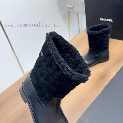 Top tierChanel | Chanel 2024 wool snow boots classic simple diamond grid short boots Martin oaut4liv - Image 9
