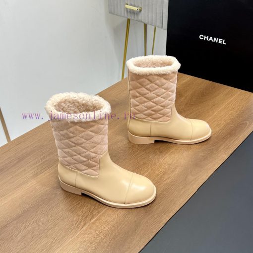Top tierChanel | Chanel 2024 wool snow boots classic simple diamond grid short boots Martin v7b60re1 - Image 12