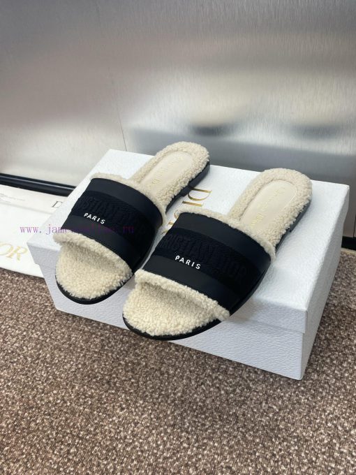 Dior 2024 Spring/Summer New DWAY Flat Bottom One Word Drag Color blocked Women's Shoes CD Leh6ineye6