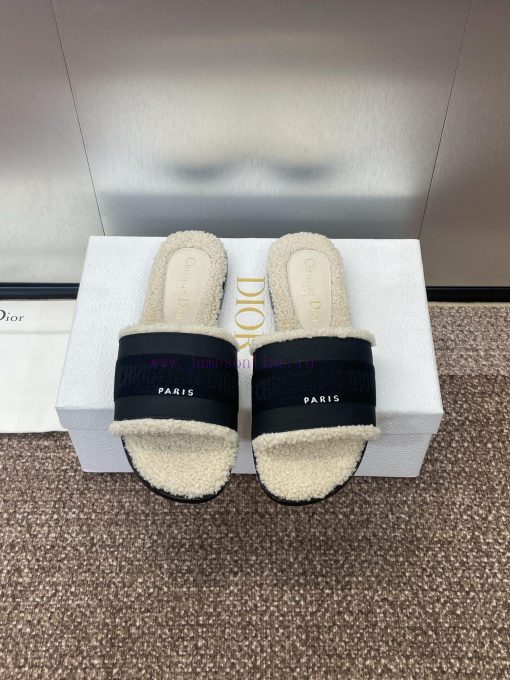 Dior 2024 Spring/Summer New DWAY Flat Bottom One Word Drag Color blocked Women's Shoes CD Leh6ineye6 - Image 3