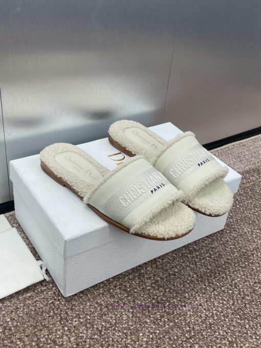 Dior 2024 Spring/Summer New DWAY Flat Bottom One Word Drag Color blocked Women's Shoes CD Leyovohp66