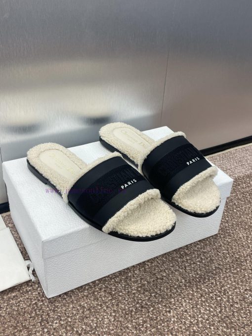 Dior 2024 Spring/Summer New DWAY Flat Bottom One Word Drag Color blocked Women's Shoes CD Leh6ineye6 - Image 4