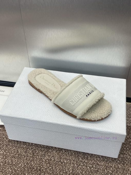 Dior 2024 Spring/Summer New DWAY Flat Bottom One Word Drag Color blocked Women's Shoes CD Leyovohp66 - Image 3
