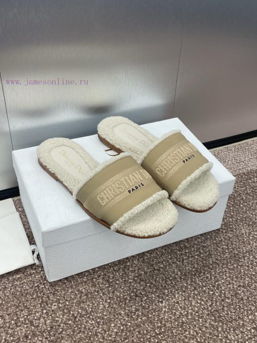 Dior 2024 Spring/Summer New DWAY Flat Bottom One Word Drag Color blocked Women's Shoes CD Le069oixtn - Image 2