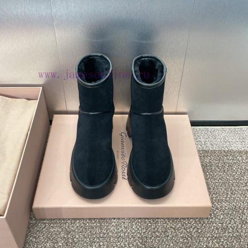 Gianvito Rossi, Sergio Rosie 2024 Winter New Thick Bottom Round Head Fur Integrated Snow Womoe708zn0