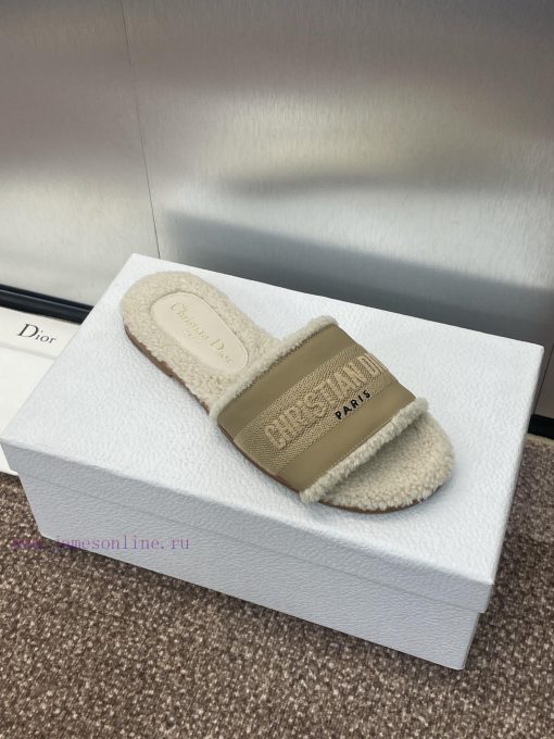 Dior 2024 Spring/Summer New DWAY Flat Bottom One Word Drag Color blocked Women's Shoes CD Le069oixtn - Image 4