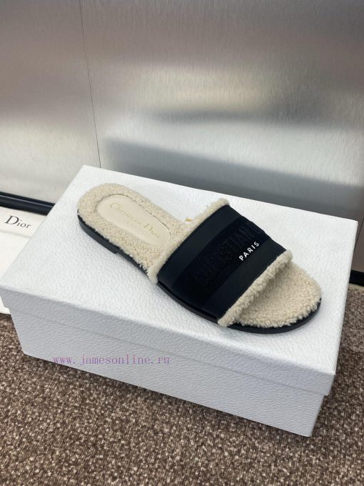 Dior 2024 Spring/Summer New DWAY Flat Bottom One Word Drag Color blocked Women's Shoes CD Leh6ineye6 - Image 10