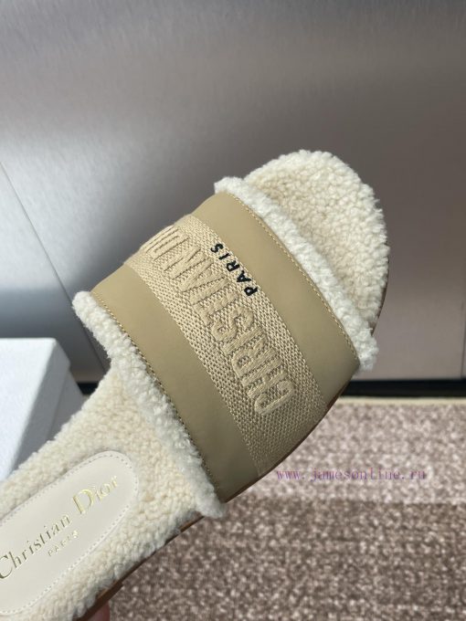 Dior 2024 Spring/Summer New DWAY Flat Bottom One Word Drag Color blocked Women's Shoes CD Le069oixtn - Image 7