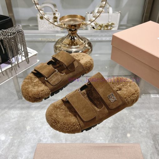 Miu Home 2024 Autumn/Winter New Wool SlippersSuper comfortable Miu fur mop, simple, beautifurvp509uf - Image 4