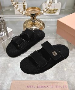 Miu Home 2024 Autumn/Winter New Wool SlippersSuper comfortable Miu fur mop, simple, beautifuao8cpb2a