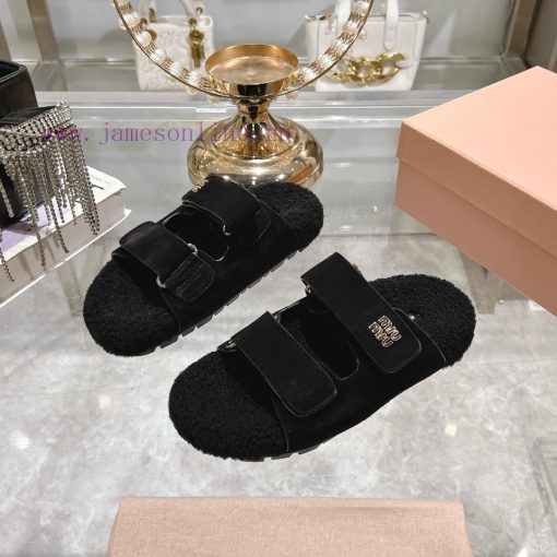 Miu Home 2024 Autumn/Winter New Wool SlippersSuper comfortable Miu fur mop, simple, beautifuao8cpb2a - Image 2