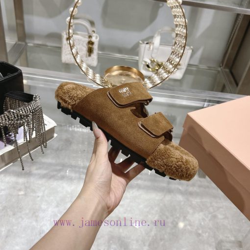 Miu Home 2024 Autumn/Winter New Wool SlippersSuper comfortable Miu fur mop, simple, beautifurvp509uf - Image 6