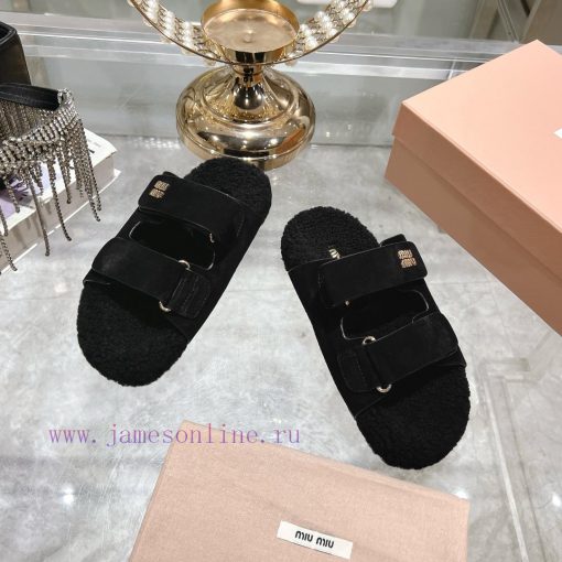 Miu Home 2024 Autumn/Winter New Wool SlippersSuper comfortable Miu fur mop, simple, beautifuao8cpb2a - Image 3