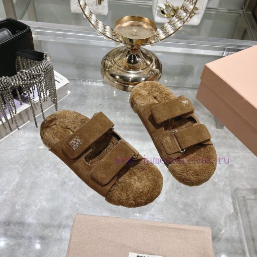 Miu Home 2024 Autumn/Winter New Wool SlippersSuper comfortable Miu fur mop, simple, beautifurvp509uf - Image 7