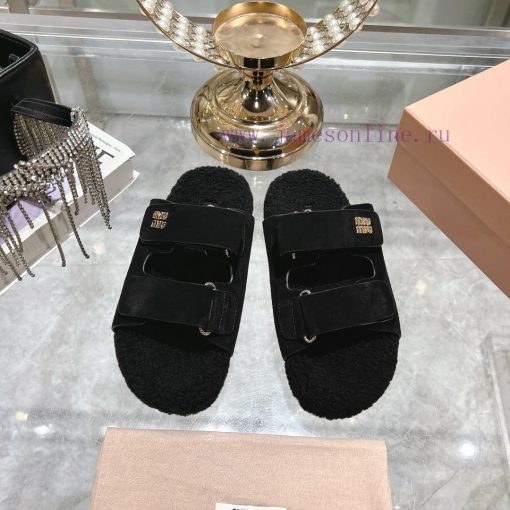 Miu Home 2024 Autumn/Winter New Wool SlippersSuper comfortable Miu fur mop, simple, beautifuao8cpb2a - Image 4