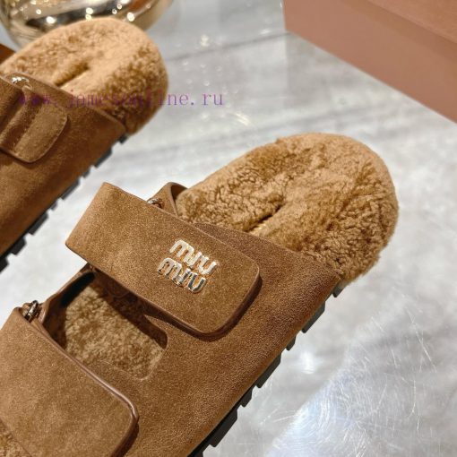 Miu Home 2024 Autumn/Winter New Wool SlippersSuper comfortable Miu fur mop, simple, beautifurvp509uf - Image 8