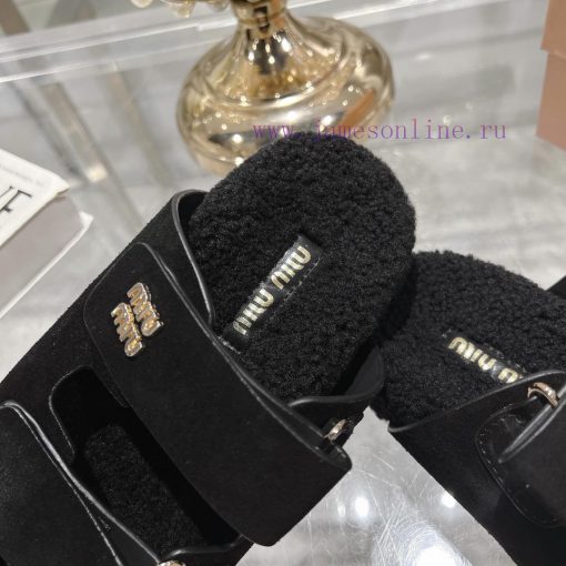 Miu Home 2024 Autumn/Winter New Wool SlippersSuper comfortable Miu fur mop, simple, beautifuao8cpb2a - Image 6