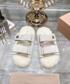 Miu Home 2024 Autumn/Winter New Wool SlippersSuper comfortable Miu fur mop, simple, beautifuj5lf0er9