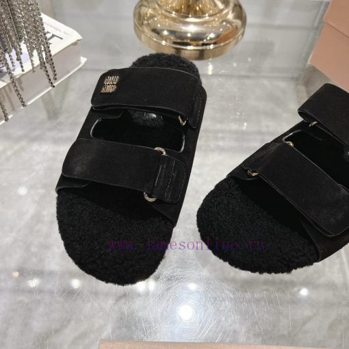 Miu Home 2024 Autumn/Winter New Wool SlippersSuper comfortable Miu fur mop, simple, beautifuao8cpb2a - Image 7