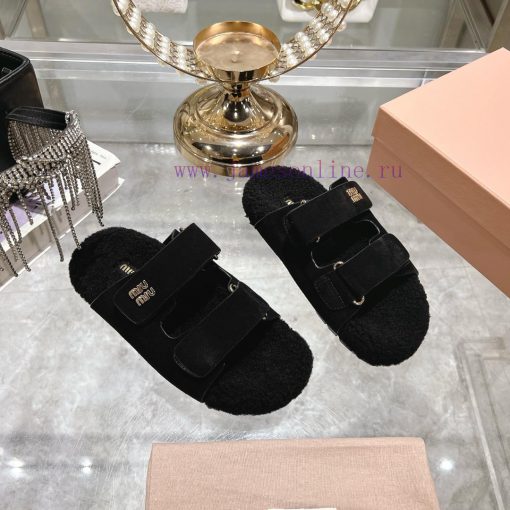 Miu Home 2024 Autumn/Winter New Wool SlippersSuper comfortable Miu fur mop, simple, beautifuao8cpb2a - Image 8