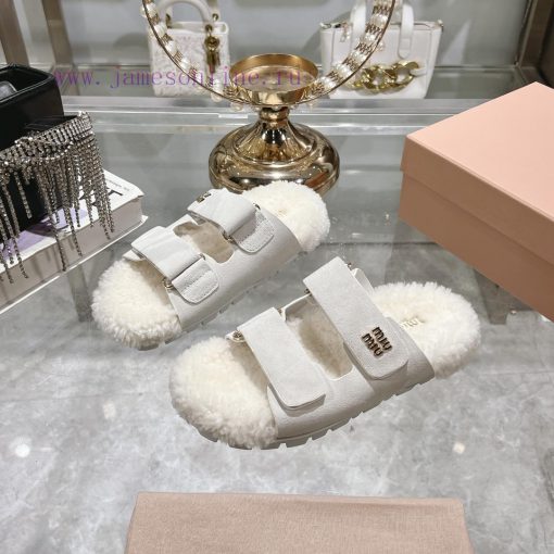 Miu Home 2024 Autumn/Winter New Wool SlippersSuper comfortable Miu fur mop, simple, beautifuj5lf0er9 - Image 3