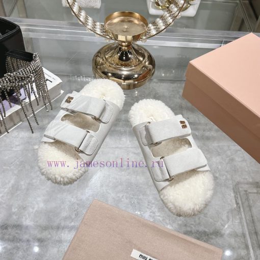 Miu Home 2024 Autumn/Winter New Wool SlippersSuper comfortable Miu fur mop, simple, beautifuj5lf0er9 - Image 4