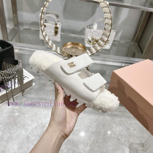 Miu Home 2024 Autumn/Winter New Wool SlippersSuper comfortable Miu fur mop, simple, beautifuj5lf0er9 - Image 6