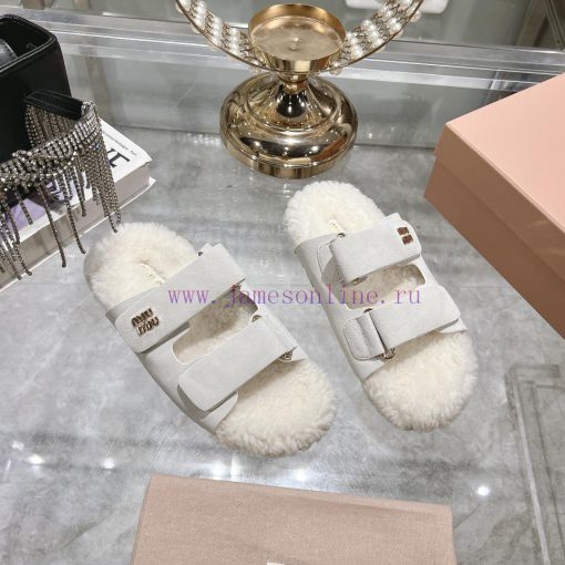 Miu Home 2024 Autumn/Winter New Wool SlippersSuper comfortable Miu fur mop, simple, beautifuj5lf0er9 - Image 7