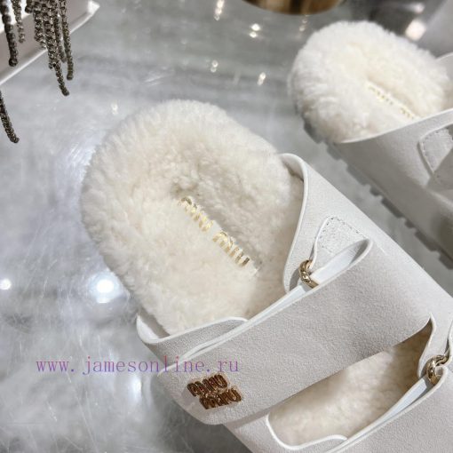Miu Home 2024 Autumn/Winter New Wool SlippersSuper comfortable Miu fur mop, simple, beautifuj5lf0er9 - Image 8