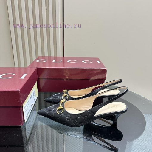 The 2025G new GUcc 𝐢 horseclip shallow mouth sandals feature pointed edges, elastic straps, w7y1pm4d - Image 2