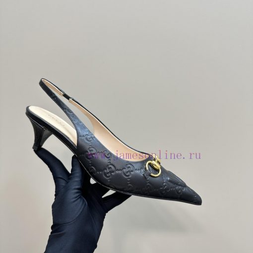The 2025G new GUcc 𝐢 horseclip shallow mouth sandals feature pointed edges, elastic straps, w7y1pm4d - Image 7