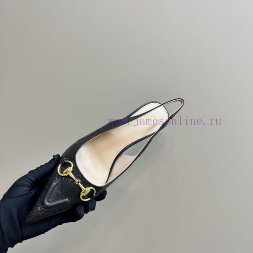 The 2025G new GUcc 𝐢 horseclip shallow mouth sandals feature pointed edges, elastic straps, w7y1pm4d - Image 8