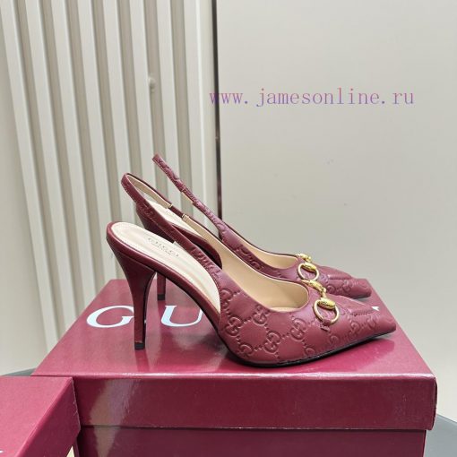 The 2025G new GUcc 𝐢 horseclip shallow mouth sandals feature pointed edges, elastic straps, f62wcatz - Image 5