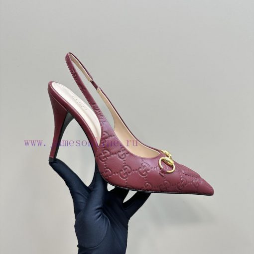 The 2025G new GUcc 𝐢 horseclip shallow mouth sandals feature pointed edges, elastic straps, f62wcatz - Image 8