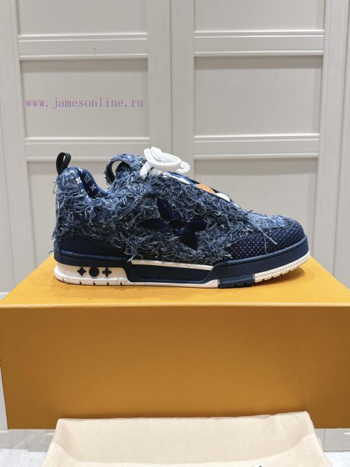 Men's styleThe LV skate tassel sneakers feature floral patterns on denim fabric, giving a vimtme6h9g - Image 6