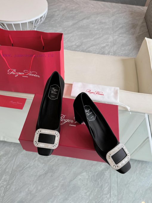 🪵 Roger Vivi 2025 Early Spring New RV Women's Shoes Bell Vivier Series Silk High Heels Singliijm73sz - Image 4