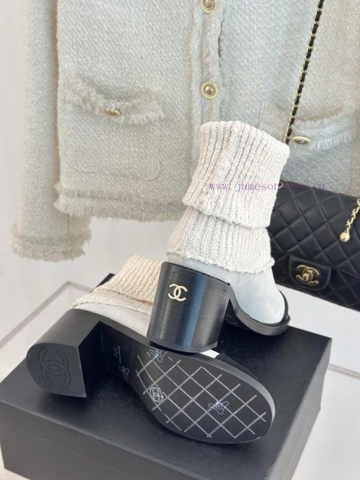 Chanel | Chanel 24K Autumn/Winter New Product Double CThick heeled socks bootsThis season's 4bjcaeb8 - Image 10