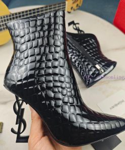 The new Saint Laurent YSL logo letter high-heeled boots for the 2024 autumn and winter Parishjz3lyuc