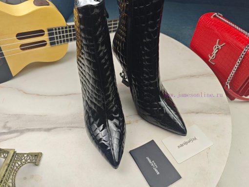 The new Saint Laurent YSL logo letter high-heeled boots for the 2024 autumn and winter Parishjz3lyuc - Image 3
