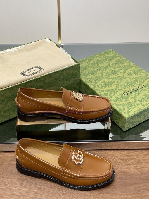 2025 early spring new single shoe women's gold double G-button loafers▫️ Original customizedb193yklq - Image 2