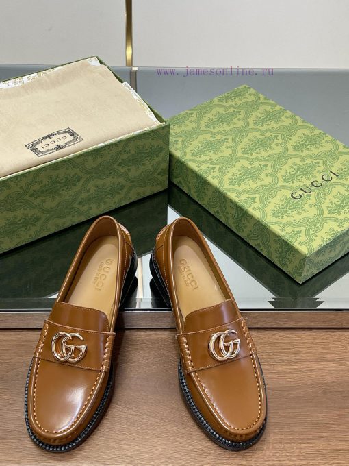 2025 early spring new single shoe women's gold double G-button loafers▫️ Original customizedb193yklq - Image 4