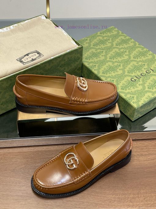 2025 early spring new single shoe women's gold double G-button loafers▫️ Original customizedb193yklq - Image 6