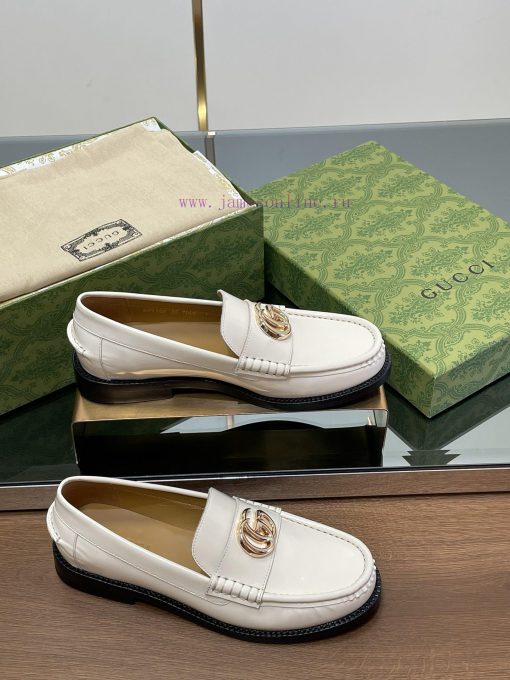 2025 early spring new single shoe women's gold double G-button loafers▫️ Original customized5subshq1