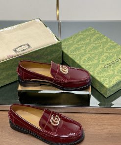 2025 early spring new single shoe women's gold double G-button loafers▫️ Original customizedrbrvch1m