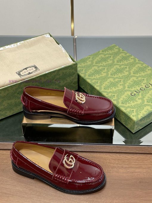 2025 early spring new single shoe women's gold double G-button loafers▫️ Original customizedrbrvch1m